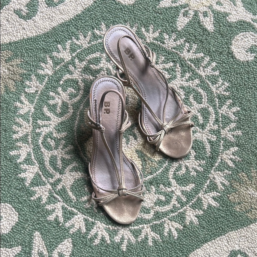 BP Nordstrom Gold Sparkly Mini Strap‎ Heel Size 6.5